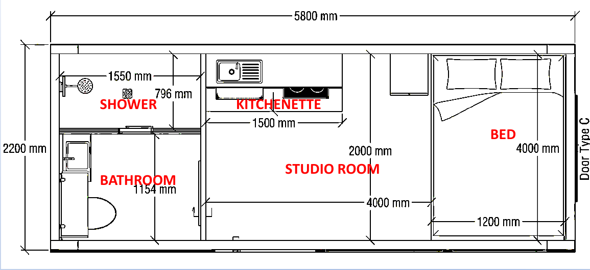 20 Foot Pod concept floorplan