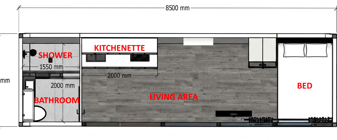 30 Foot Pod concept floorplan