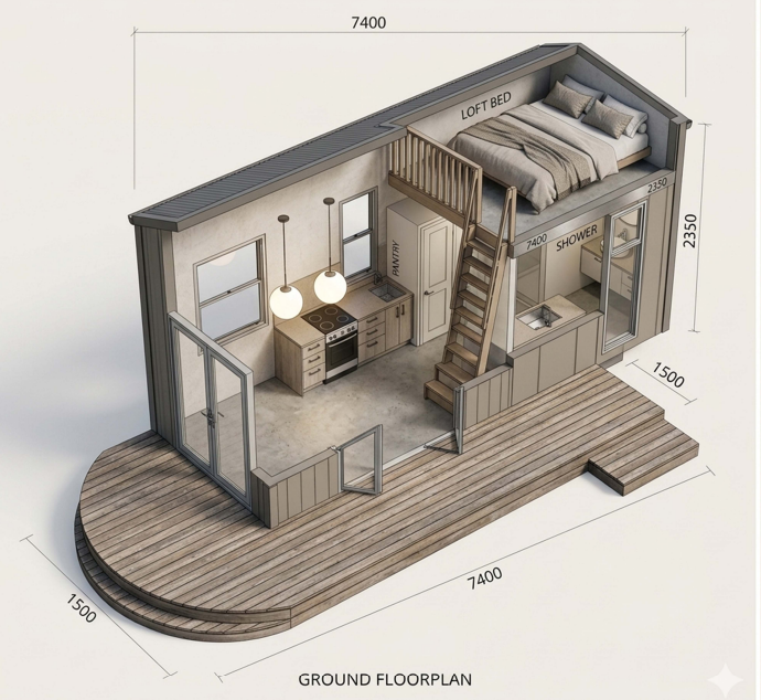 Two-storey Queensland cutaway layout
